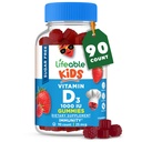 Lebensfähiges Zucker-freies Vitamin D für Kinder 1000 IU – Great Tasting Natural Flavor Gummy Supplement – Gluten Free Vegetarian Chewable – für starke und gesunde Knochen, für Kinder, Teen, Kleinkind, 90 Gummies