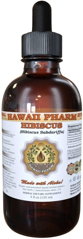 Hawaii Pharm Нibiscus Liquid Extract, Organic Нibiscus Flowers (Нibiscus Sabdariffa) Tinktur Supplement 4 oz