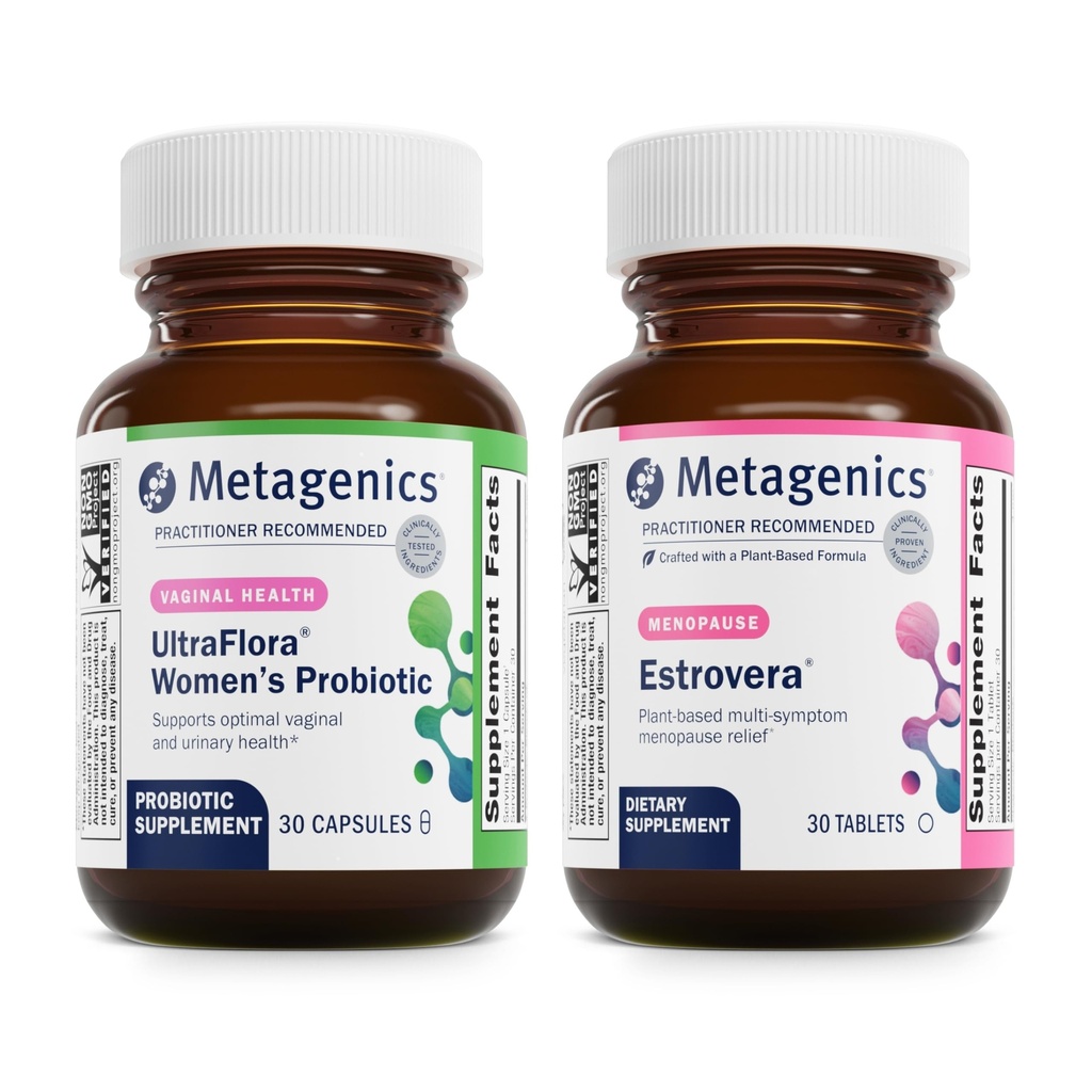Metagenics Bundle - UltraFlora Women's & HerWellness Estrovera - 30 Count of UltraFlora Women's for Vaginal Health - 30 Tabletten von Estrovera für Hot Flashes, Menopause Relief & Night Sweats