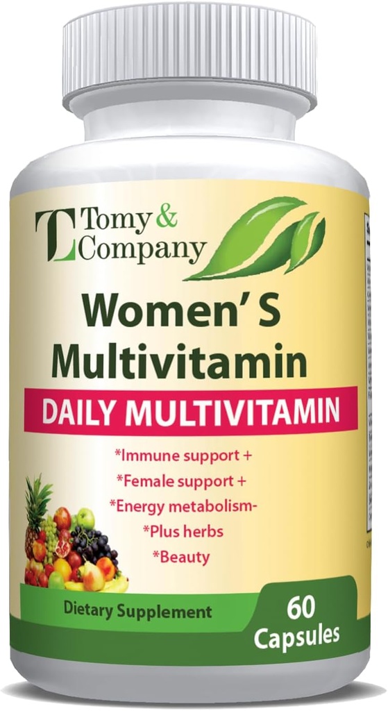 Tomy & Company Glutenfreie Vegetarische Frauen Multivitamin mit Zink, B6, B12, Biotin und mehr - Haar, Haut und Nägel, Knochengesundheit, Immununterstützung, Frauen tägliche Vitamin-Ergänzungen Kapseln
