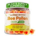 Bee Pollen Organic 1000mg, w / Propolis, Royal Jelly, Sugar Free Bee Pollen Gumies Rich in B- vitamin, Antioxidánsok, Amino Acids, Bee Pollen Supplement for Energy, Skin & Immune (1 Pack)