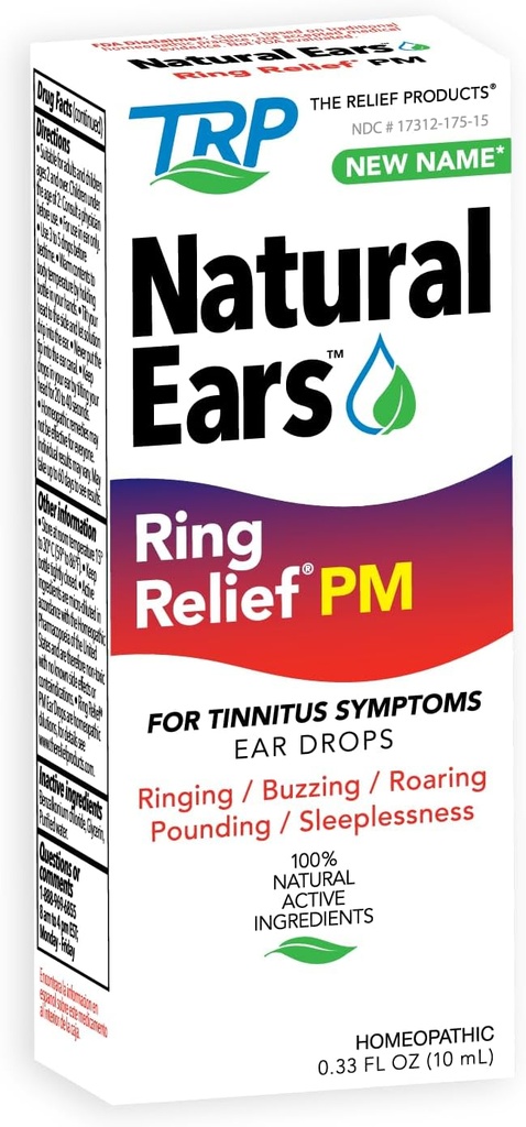The Relief Products Ring Relief Ear Drop PM - 100% Természetes Aktív Ingedients - for Ringing Ears and Tinnitus Symps - Nighttime Forma - 0.33 fl oz
