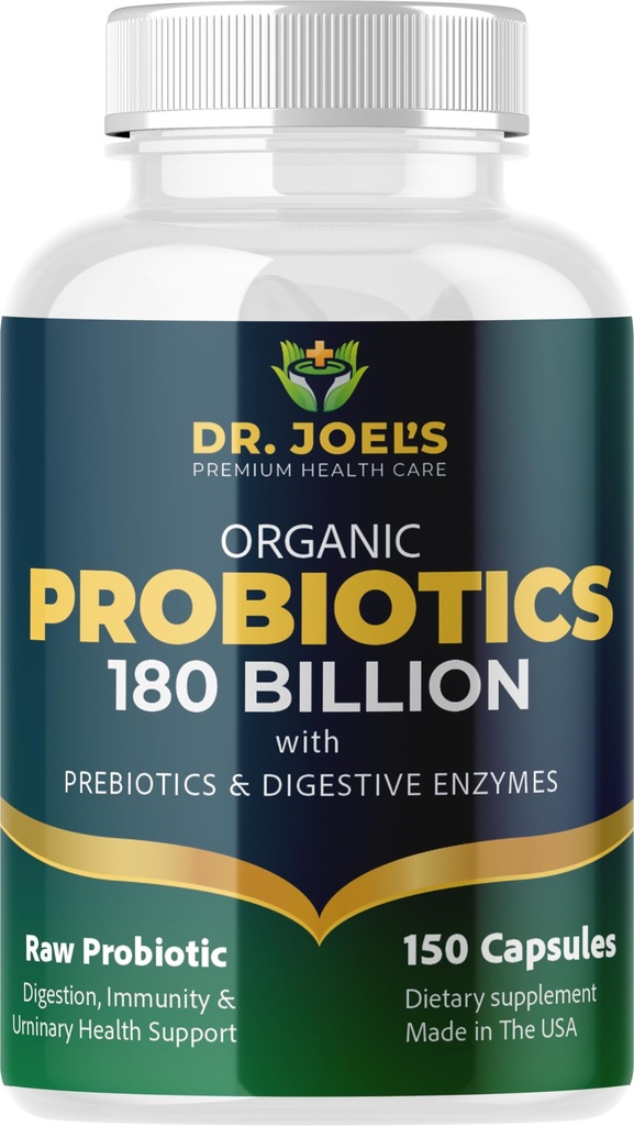 Szerves probiotikumok 180 milliárd CFU - 40 Strains Vegan Probiotikumok + Prebiotikumok + Digitális enzimek - Gut & Immune Health - 100% Tiszta, Maximális potencia & Tartály - Készült az USA-ban