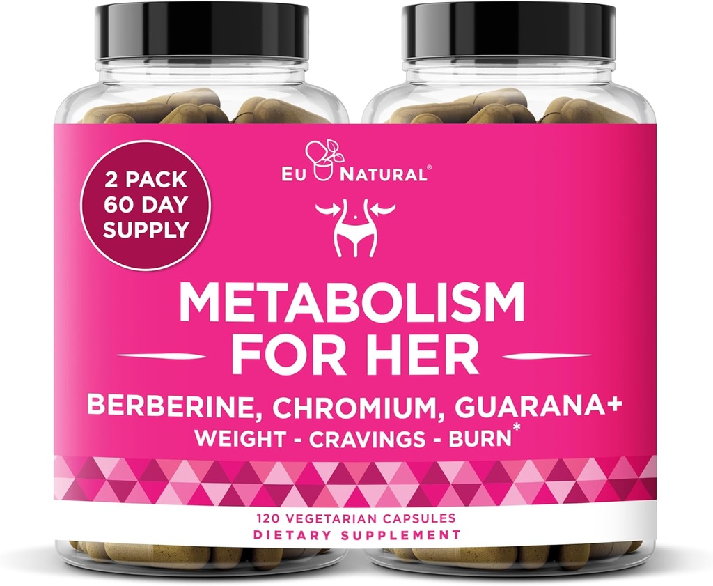 Metabolizmus neki - Appetite & Metabolizmus Támogatás nők számára - Curb Keserű, Csökkentése Caloric Intake & Promote Feelings of Fullness - Berberine, Króm Picolinate & Guarana - 120 Veg kapszula