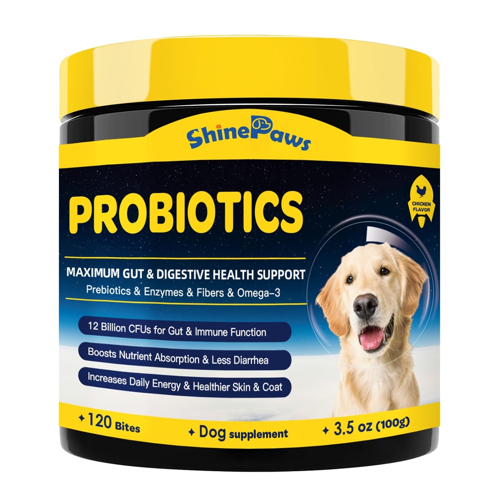 Probiotikumok kutyáknak - Kutyák emésztési, prebiotikumok, Enzimek, Fiber, és Omega3 a Vitaminok ösztönzése Intestinal Health, Support Immunity, Allergia & Itchy Skin, 120 Bites