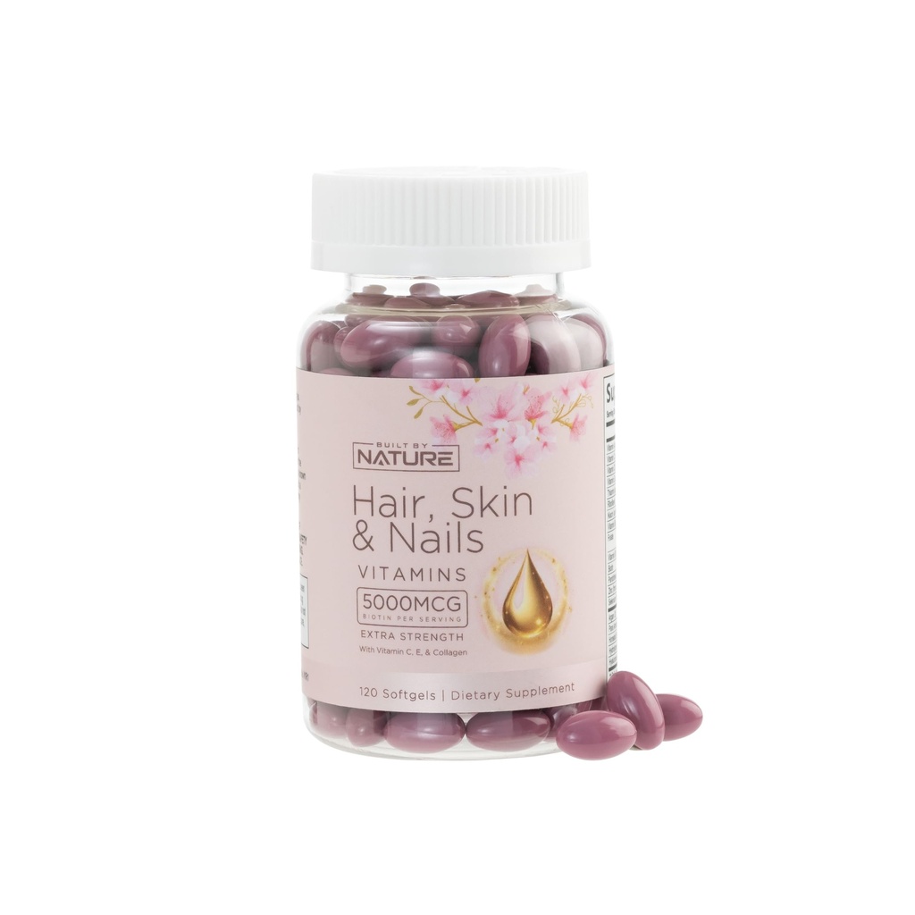 Haar Haut und Nägel Vitamine – 5000mcg Biotin mit Vitamin C, E, Collagen, Hyaluronsäure, Argan & Kokosöl – Luscious Hair Growth & Radiant Skin Supplement für Damen – 120 Softgels