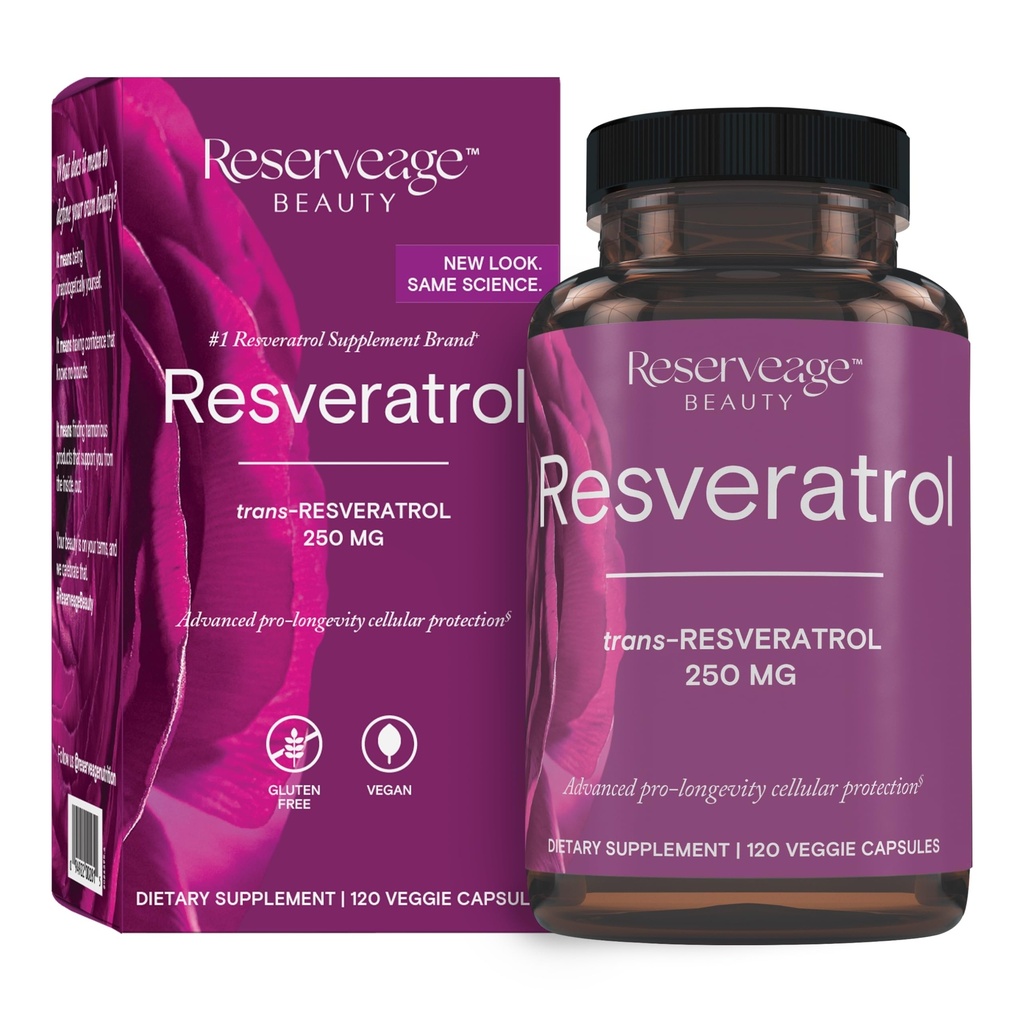 Reserve Schönheit, Resveratrol 250 mg, Antioxidans Ergänzung für Herz und zelluläre Gesundheit, Unterstützt gesundes Alter und Immunsystem, Paleo, Keto, 120 Kapseln