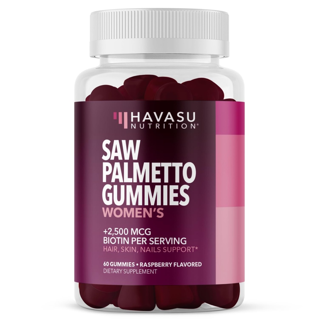Saw Palmetto für Frauen mit 2500mcg Biotin - DHT Blocker und Haar, Haut, Nail Health Gummies - 60 Count - Unterstützt stärkere und umfassendere suchen Locks und Radiant Skin - Vegan, Non-GMO, 1 Monat Versorgung