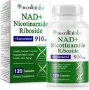 NAD-Ergänzung, NAD Nicotinamid Riboside Resveratrol 910mg, hohe Reinheit NAD-Ergänzung für gesunde zelluläre Funktion, unterstützt NAD Levels Gesunde Hautalterung Nahrungsergänzung 120 Kapseln
