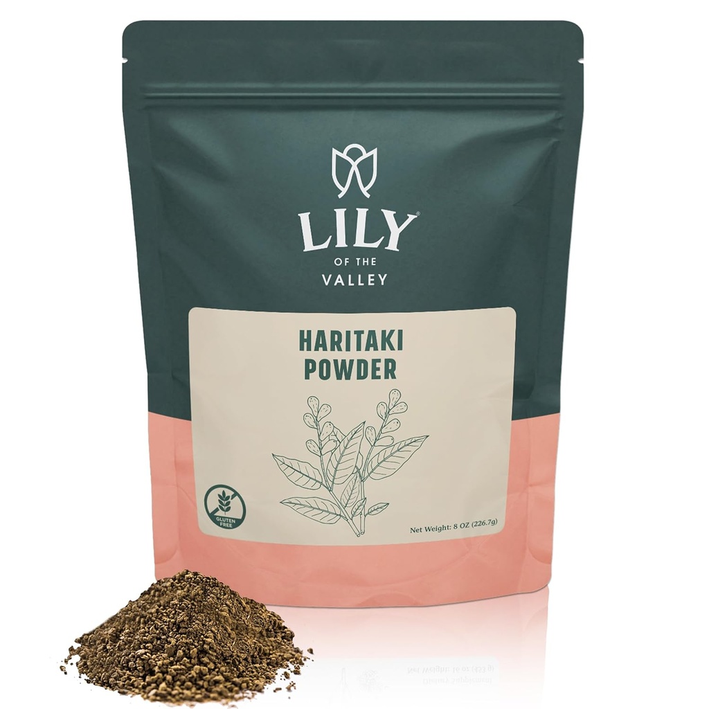 Lily of the Valley Haritaki Powder - Terminalia Chebula - Sourced from India - An Ayurvedic Herb - 100% Natural & No Added Preservative - Vegan & Gluten- Free (8oz, 226g) - Package May Vary