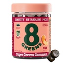 8Greens Supergreens Gummies | Super Greens Powder Superfood Gummy für Stoffwechsel, Immunität & Fokus, Verdauungs-Gesundheit Enzyme, Organisch: Chlorella, Spirulina, Aloe Vera, Peach Flavor, 50 Count