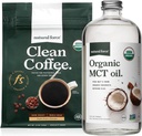 Natural Force Organic Dark Roast Clean Coffee + Organic MCT Oil Bundle - 100% Tiszta Kókuszdió MCT & Mold & Mycotoxin Free Coffee - Non-GMO, Keto, Paleo, Vegan - 12 Oz és 32 Oz