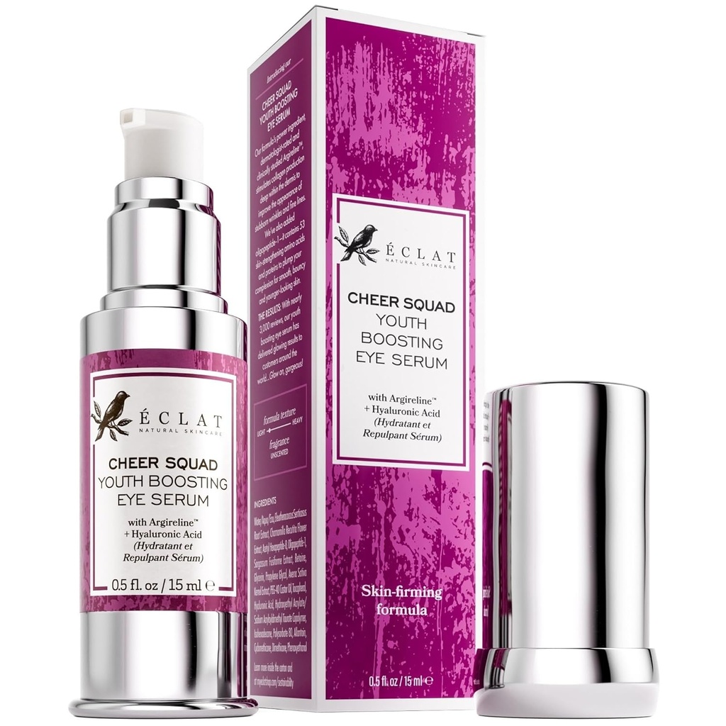 Eclat Skincare Eye Serum mit Hyaluronsäure - Hydrating Formel für Falten, Fine Lines, Crow’s Feet & Eye Bags – Leichtes Serum für dunkle Kreise und Puffiness – Firming & Brightening 0.5 fl oz