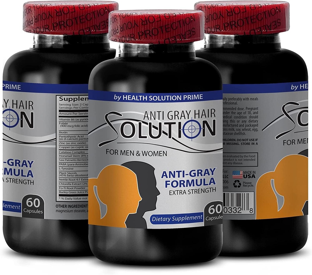 Gray Hair Reversal Pillen - biotin Supplement - Anti-Grau-Haar-Lösung - Energie Vitamin, Biotin-Ergänzung, Haarwachstum Produkte, Biotin für graue Haarprävention, natürliche Haare Produkte, 1 Bot 60 Caps