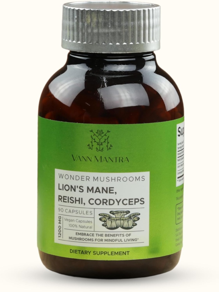 Lion's Mane Mushroom Supplement - 1200mg, 90 Vegan Kapseln - Unterstützt Gedächtnis, Psychische Klarheit, Fokus und Konzentration - Kognitive Funktion Booster - Natürliche Gehirngesundheit Formel