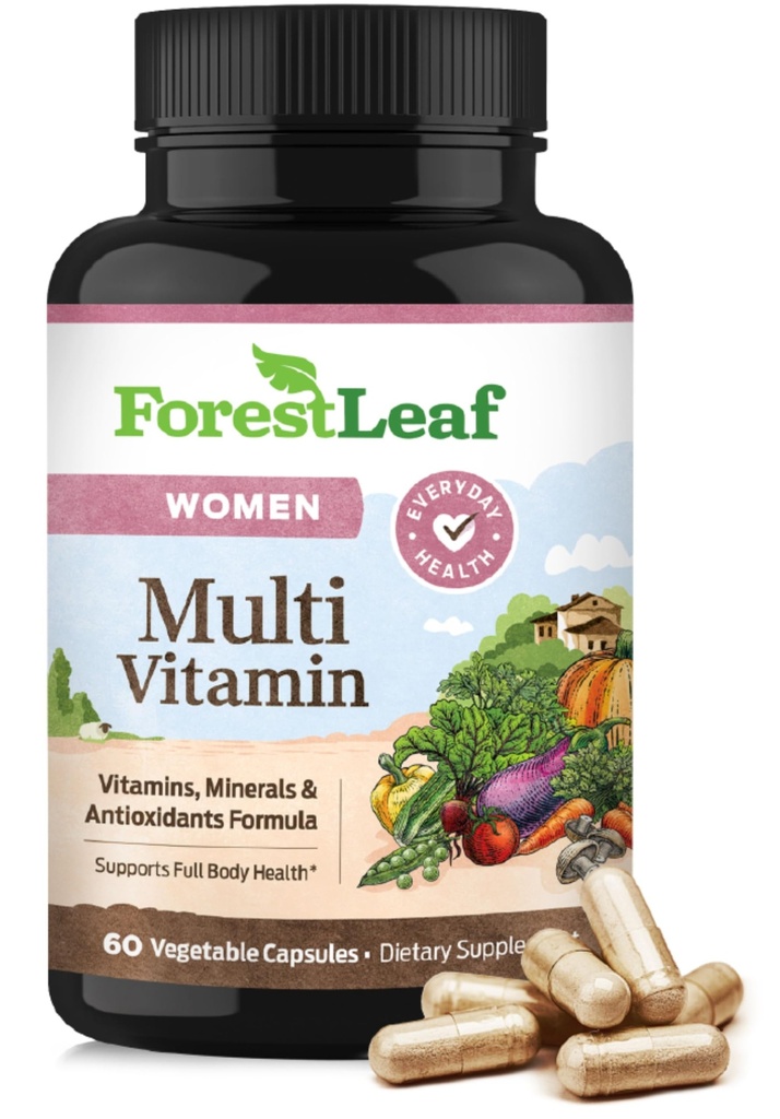 ForestLeaf Napi multivitamin nőknek, multivitamin nőknek - Multivitaminok és több ásványianyag kiegészítés 124; Minden esszenciális Vitaminnak szüksége van az egészséghez és energiához 124; 60 Veg Caps