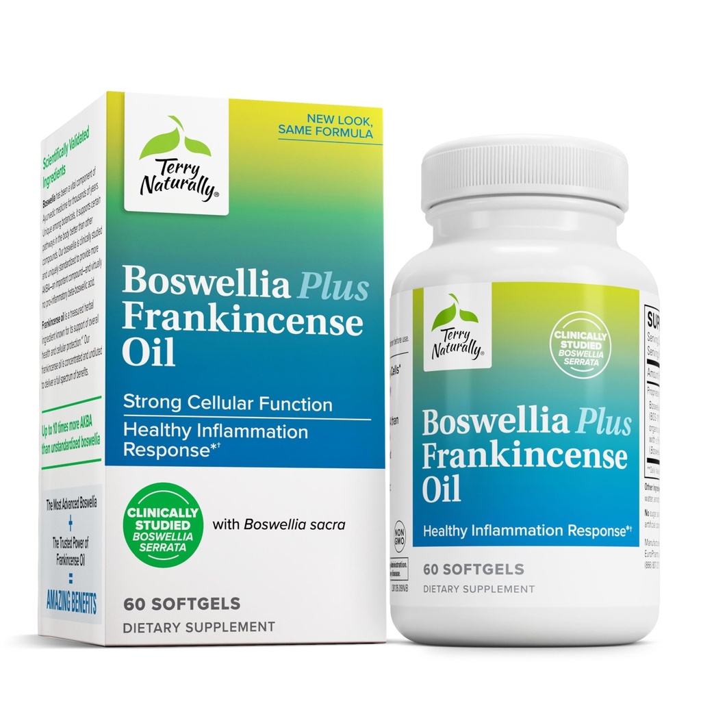 Terry Naturally Boswellia Plus Frankincense Oil - Gemeinsame Unterstützungsergänzung zur Unterstützung von Mobilität und gemeinsamen Komfort - Unterstützung von Cellular Health mit Boswellia & Frankincense Oil - 60 Softgels