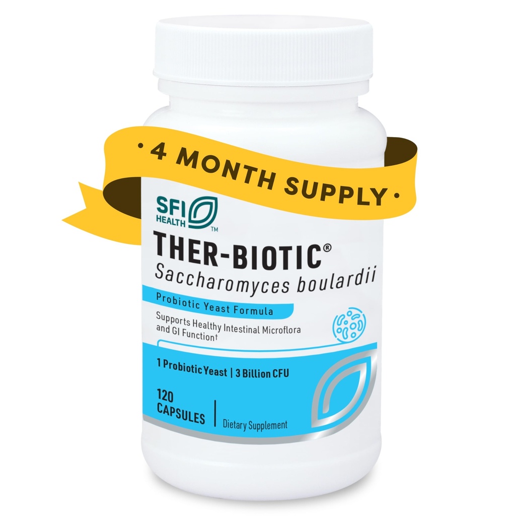 Klaire Labs SFI Health Saccharomyces Boulardii Probiotic - Säurebeständige und lagerstabile Ergänzung zur gesunden Hefebilanz, Immun- & Verdauungs-Gesundheit - Allergiker, Dairy-Free (120ct)