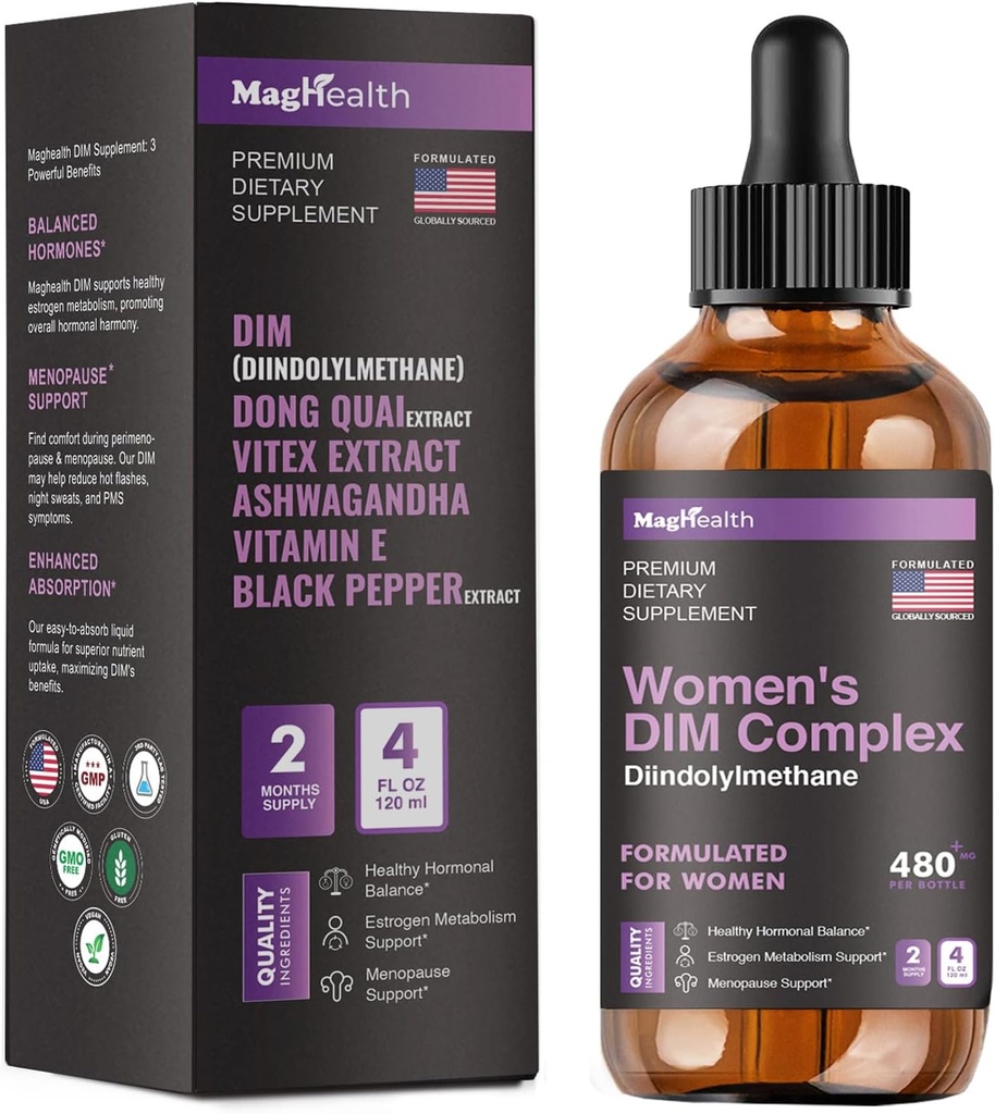 DIM-kiegészítés 124; Ashwagandha, Dong Quai, Vitex Extracts, 200mg Diindolilmetán - Hormon Balance, Menopauza kiegészítők - PMS & Antioxidáns támogatás - Nők és férfiak