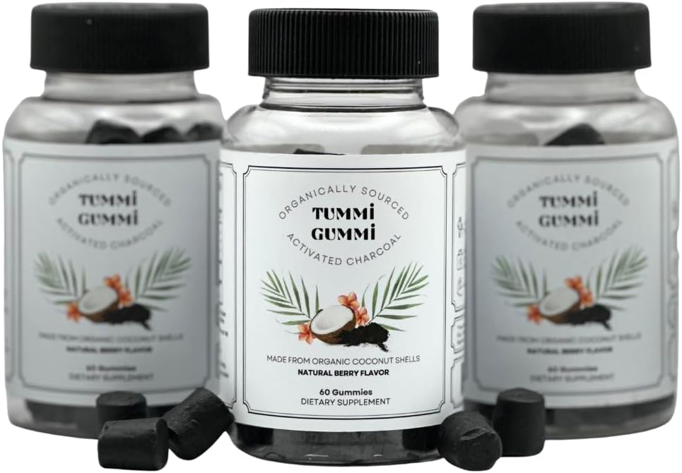 Aktivierte Bio-Kohle-Gummi, Charcoal Gummy für Kinder und Erwachsene, Verdauungs-Gesundheit, Gas und Bloat Relief, Detox, Natürliche Berry Flavor, 60 Count