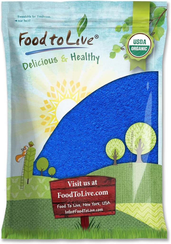 Food to Live Organic Blue Spirulina Powder, 8 Pounds – Non-GMO, Pure Raw Blue-Green Algae Extract, Vegan, Non-Irradiated, Great for Juices, Smoothies, Shakes, Drinks und Food Coloring