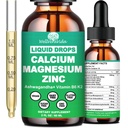 Calcium-Magnesium-Zink-Flüssigtropfen mit Vitamin D3 K2, hohe Potenz Calcium-Magnesium-Ergänzung w/Magnesium-Komplex, Zink, Theanine behandeltGluten Kostenlos für Immun-, Knochen-, Muskel-, Mood- und Schlafunterstützung