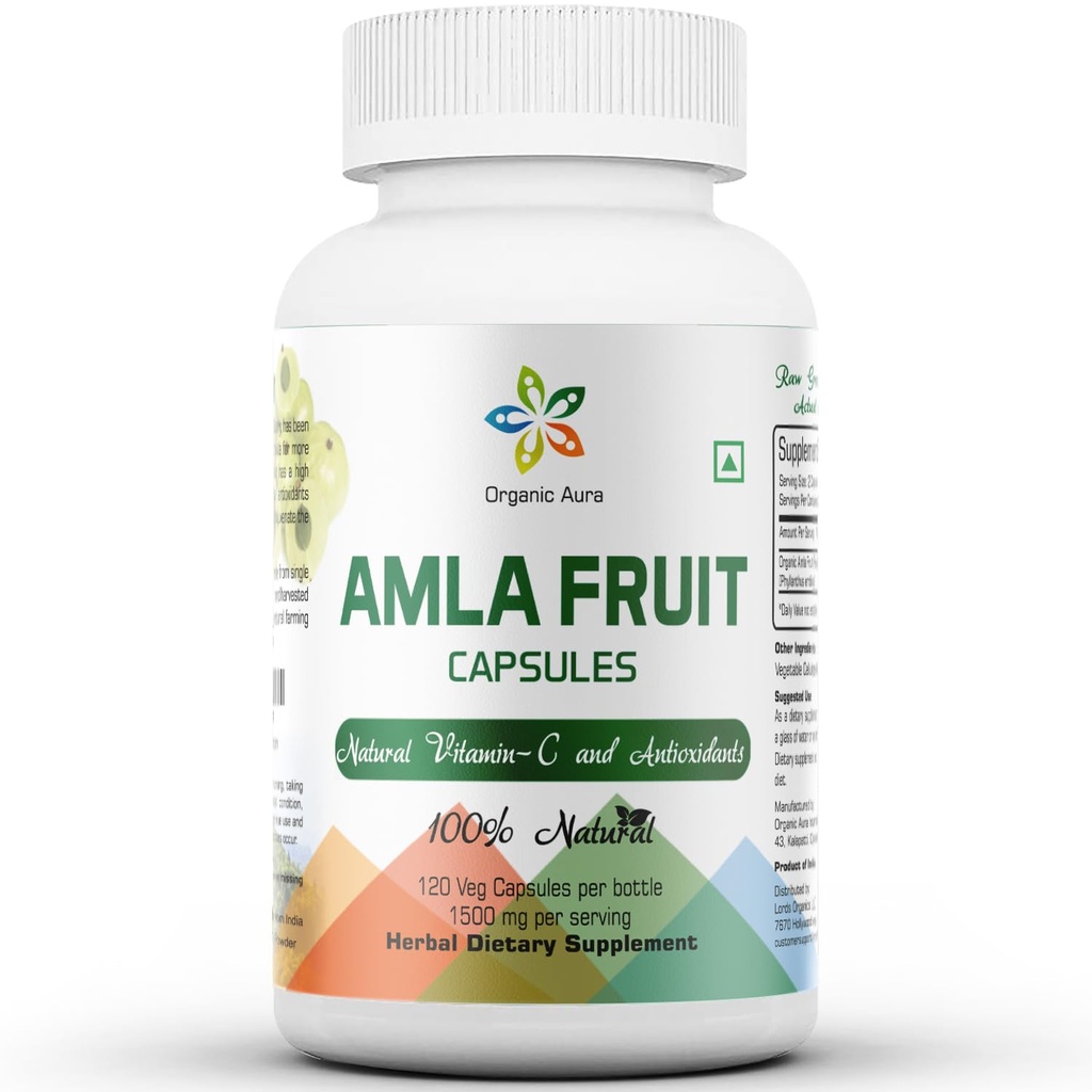 Amla Kapseln 1500mg -120 Veg Kapseln. Rohes und reines natürliches Vitamin C, erhöht natürlich Immunität, Haut Glow, Energie und abundante Antioxidantien. Ganze grüne SuperFood Nutrition. Nicht GMO-Gluten kostenlos.