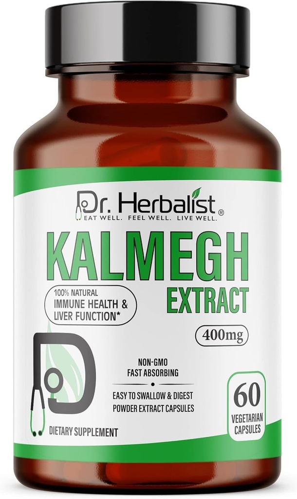 Dr. Herbalist Kalmegh Extract 400mg – 60 Vegan Kapseln | 10:1 Andrographis Paniculata Extract = 4.000mg Raw Herb Equivalent | Premium Kräuterergänzung | Plant-Based Daily Support