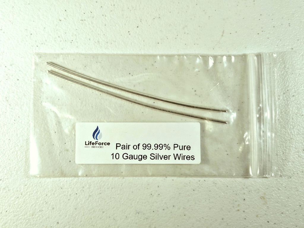 Pure Silver Generator Wires - 9999 Silver Electrodes - Pre- Cut 6- Inch 10 Gauge Wires - Fits LifeForce Generators