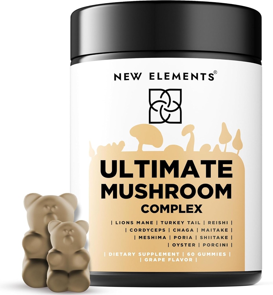 Mushroom Superstars - Mushroom Supplement Gummis | Lion's Mane | Turkey Tail | Reishi | Cordyceps | Chaga | Maitake | Meshima | Poria | Shitake | Oyster | Porcini | Vegan | Non-GMO | Gluten-Free