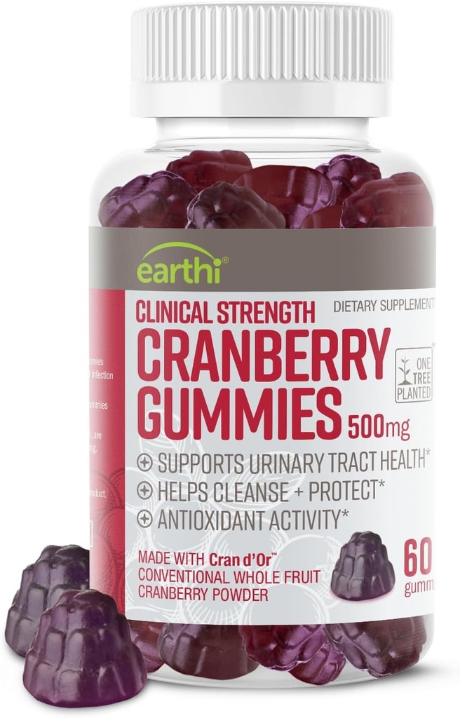 Klinische Stärke Cranberry Gummies 500mg - Urinary Tract Unterstützung Gesundheit für Damen und Herren - Antioxidante Superfood zu reinigen und zu schützen - Cran d'Or Cranberry Powder Supplement (60 Gummi)