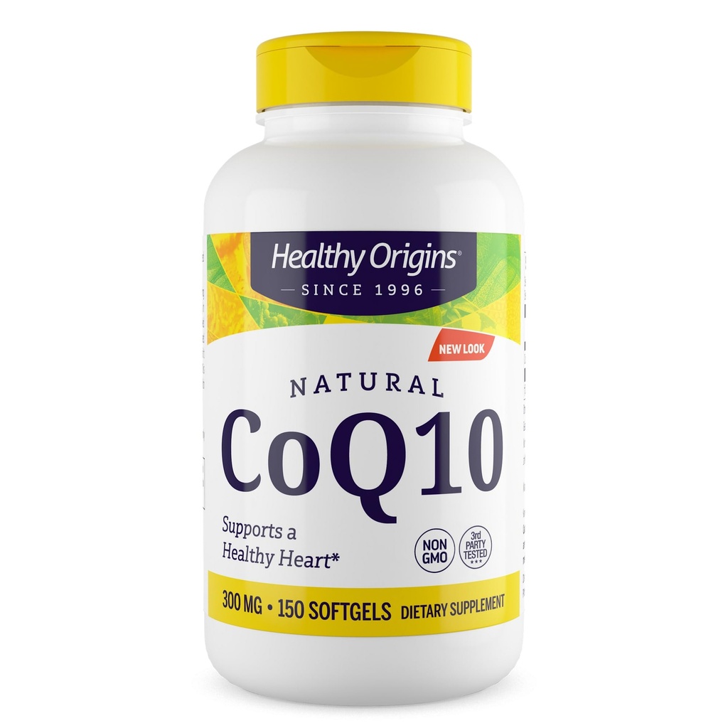 Gesunde Origins® CoQ10 300 mg – Natürliche Trans-Isomere Ubiquinone – Hefe Fermented, unterstützt Herzgesundheit & Zelluläre Energie – Non-GMO 150 Softgels