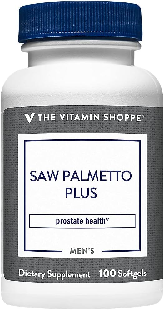 Vitamin Shoppe Saw Palmetto Plus - Ergänzung für Prostata Gesundheit - 160 mg Saw Palmetto Extrakt mit ausgezeichneter Quelle von Zink, Vitamin E und B6 (100 Softgels)