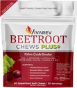 Cetroot nitrogén-oxid kiegészítés - 1000mg L-argininnal, L-citrullinnel, szőlőmagkivonat, niacin, C-vitamin & B12 - Beet Chews - 60-as csomag