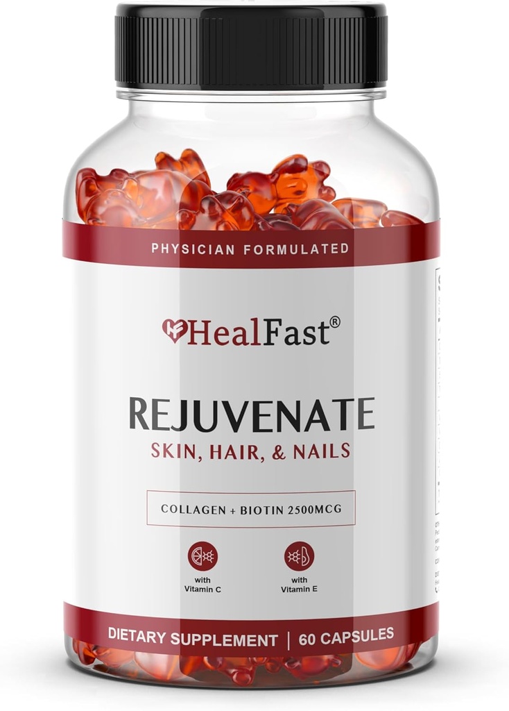 HealthFast Refault Vitamin és ásványi gumi kiegészítés - Collagen Gummees + Vitaminok, Biotin, és Cink - Anti Aging Beauty & Skin Supplement Clinically -Studed & Medical Formuled - 60 Count