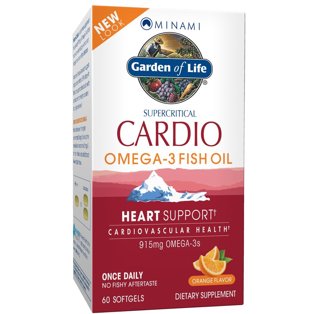 Garden of Life Fish Oil Omega 3 - Cardio Omega-3 Fish Oil Supplement for Heart Health, 915mg Omega 3 Fatty Acids EPA & DHA - Orange Flavor, Two Month Supply, Minami Ultimate Supplements, 60 Softgels
