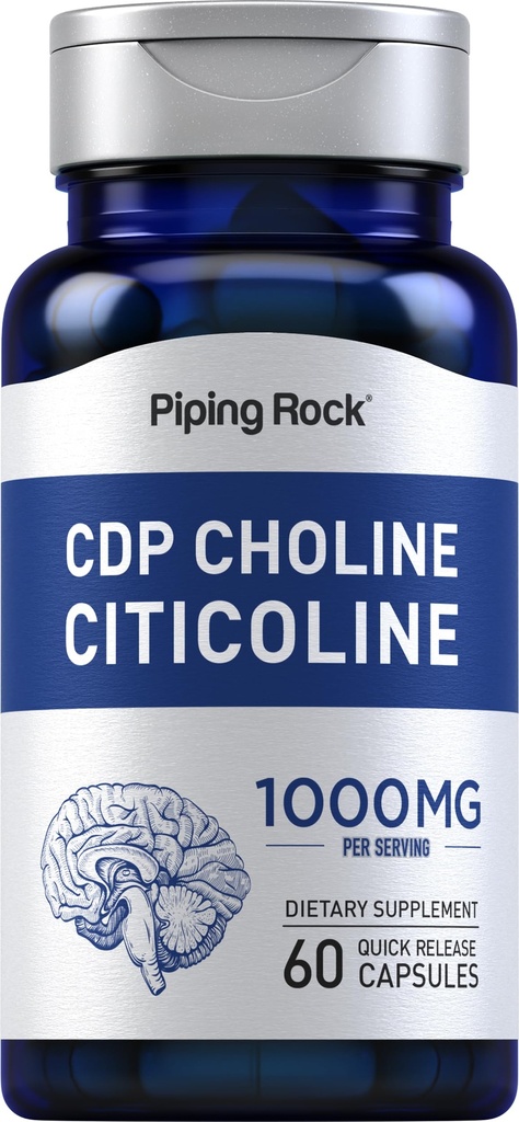 Piping Rock CDP Choline Citicoline 1000mg | 60 Schnelle Veröffentlichung Kapseln | für Männer und Frauen | Non-GMO, Gluten Kostenlose Nahrungsergänzung