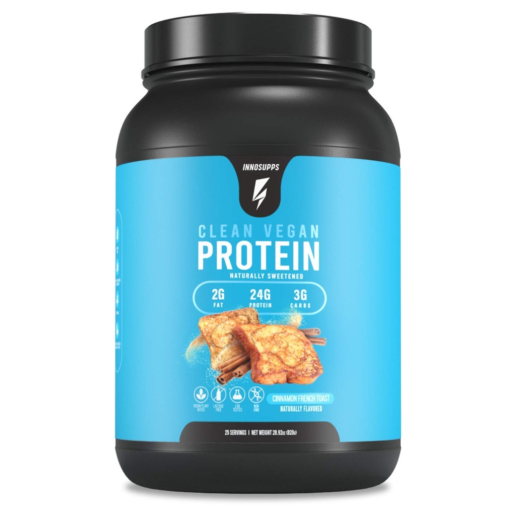 InnoSupps Clean Vegan Protein - Pflanzenbasiert, Vegan, Natürlich, keine künstlichen Süßungsmittel, keine Gluten, keine Milch. Lactose Free, Low Carbs, Low Fat, No Sugar Hinzugefügt, Soy Free, Non-GMO (Cinnamon French Toast)