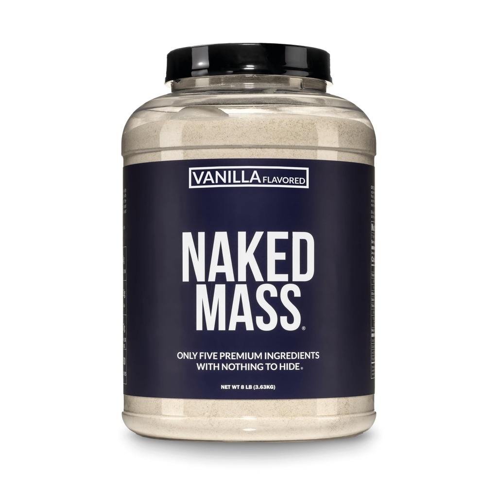 NAKED Vanille Maß - Alle natürlichen Vanille Gewicht Gainer Protein Pulver - 8lb Bulk, GMO Free, Gluten Free & Soy Free, Keine künstlichen Zutaten - 1.260 Kalorien - 11 Servierungen