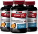Folic Acid Pills - Anti-Gray Hair Solution - Chlorophyll Pillen, Gray Hair Vitamins, Pantothenic Acid, Nettle, Haarfarbe Vitamine, Unterstützung Natürliche Haarfarbe, Saw Palmetto, (3 Flaschen - 180 Kapseln)