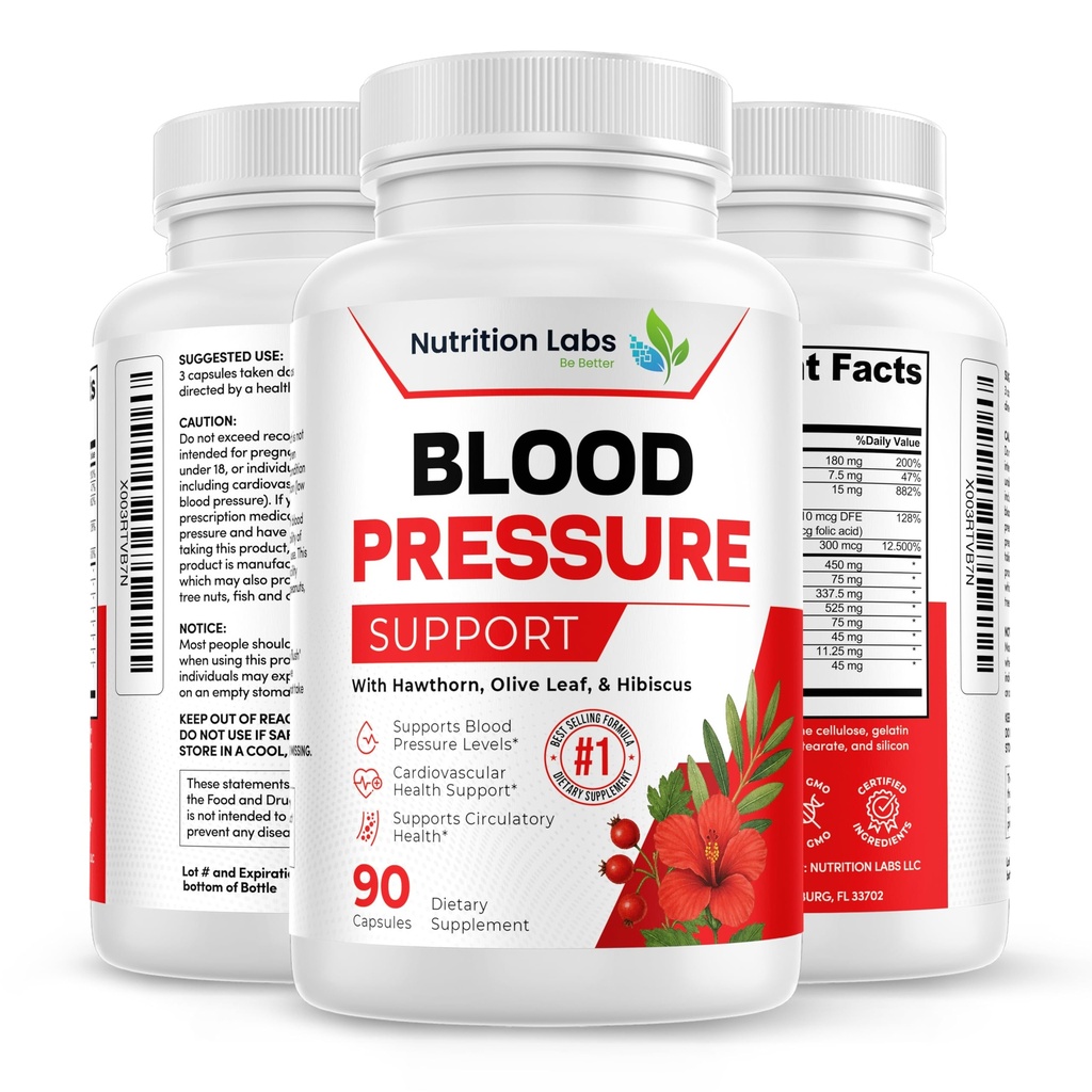 Heart Health Blood Pressure BP Support Supplement - Support Blood Pressure & Healthy Circularity Naturally with Hawthorn Berry & Hibiscus. Vitamins Pills for Healthy Hypertension (BP) & Healthy Heart