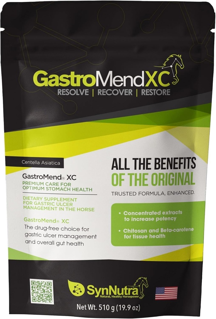 GastroMend XC, 100% natürliche Equine Stomach Gesundheit für Pferde, fördert Heilung & Prävention von Magengeschwüren, hochwirksam, unterstützt Magen-und Hindgut Gesundheit, 30 Servierungen, Made in USA