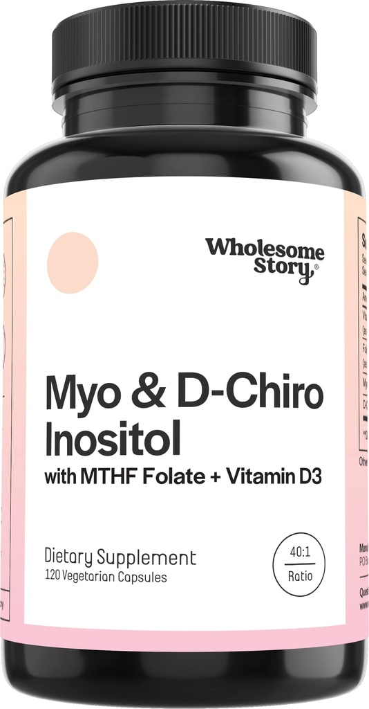 Myo-Inositol & D-Chiro Inositol Kapseln mit MTHF, Folat, Vitamin D| Unterstützung für Ovarian Funktion, Hormon Balance, & Homocystein Ebenen | Fertilität Ergänzungen für Frauen | 40:1 Ratio