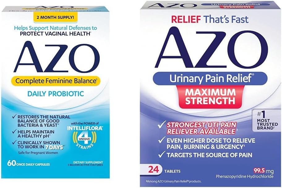 AZO Komplette Feminine Balance Tägliche Probiotika für Frauen, klinisch bewiesen, um Vaginale Gesundheit und Urinary Schmerzen Entlastung maximale Stärke | Fast Relief von UTI Schmerzen, Brennen & Not