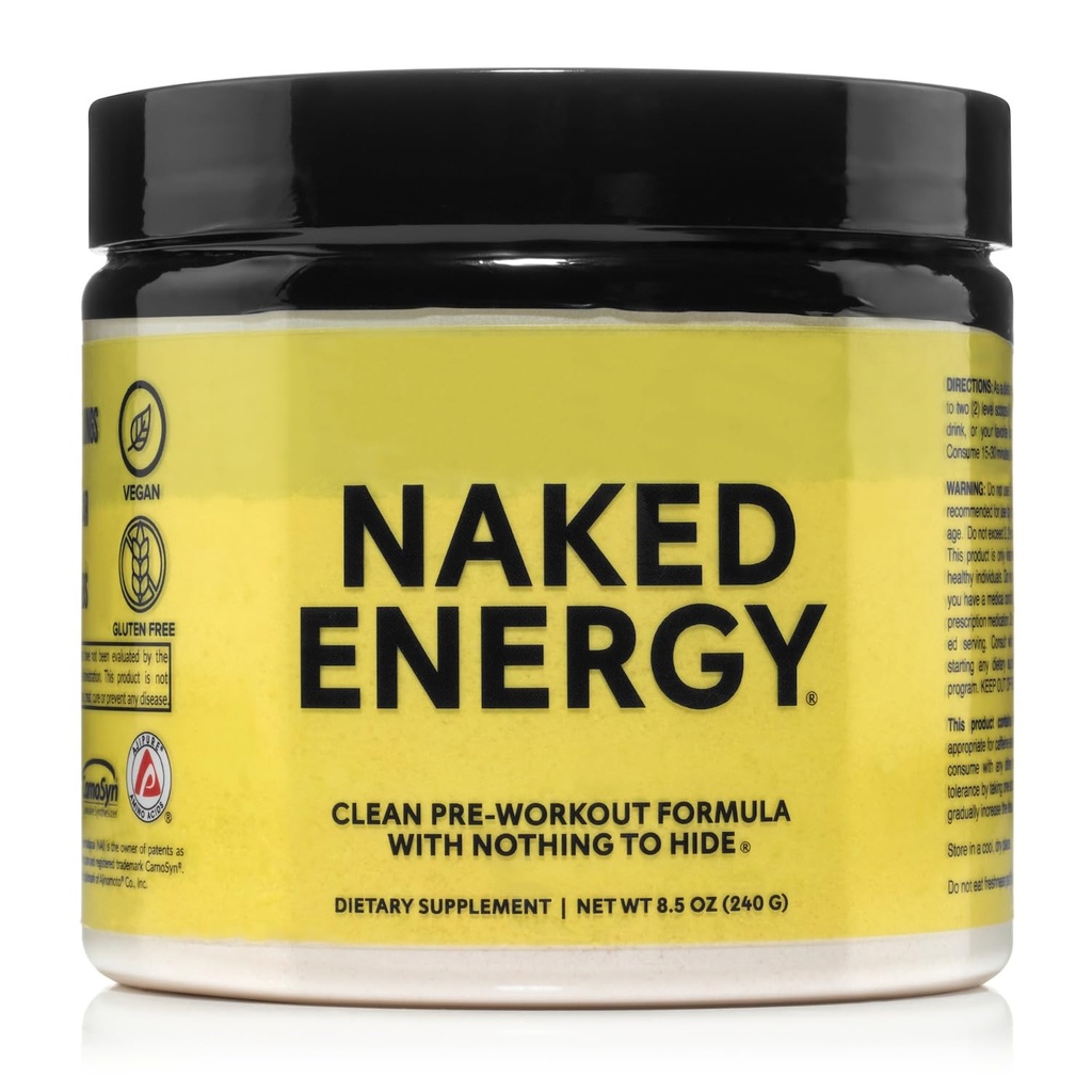 NAKED Energy - Pure Pre Workout Pulver für Männer und Frauen, Vegan, Unflavored, Gesunde Vor-Workout - Kein hinzugefügt Süßungsmittel, Farben oder Flavors - 50 Servietten