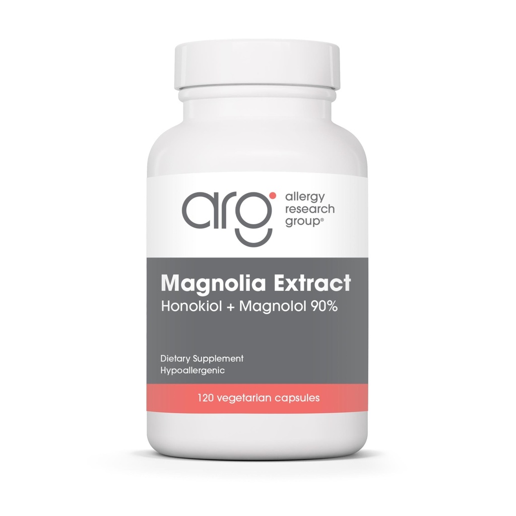 Allergy Research Group Magnolia Extract Nahrungsergänzung - Stress Schlafunterstützung, Cortisol Balance, Honokiol, Magnolia, Allergiker, Vegetarische Kapseln, Glutenfrei - 120 Zähler