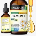 BIO KRAUTER Kamillenblüten Tinktur - Kamillenextrakt - Enthält Apigenin - Ergänzung für Entspannung und Beruhigung Unterstützung - Alkohol und Zuckerfrei - Vegan Tropfen 2 Fl.Oz.