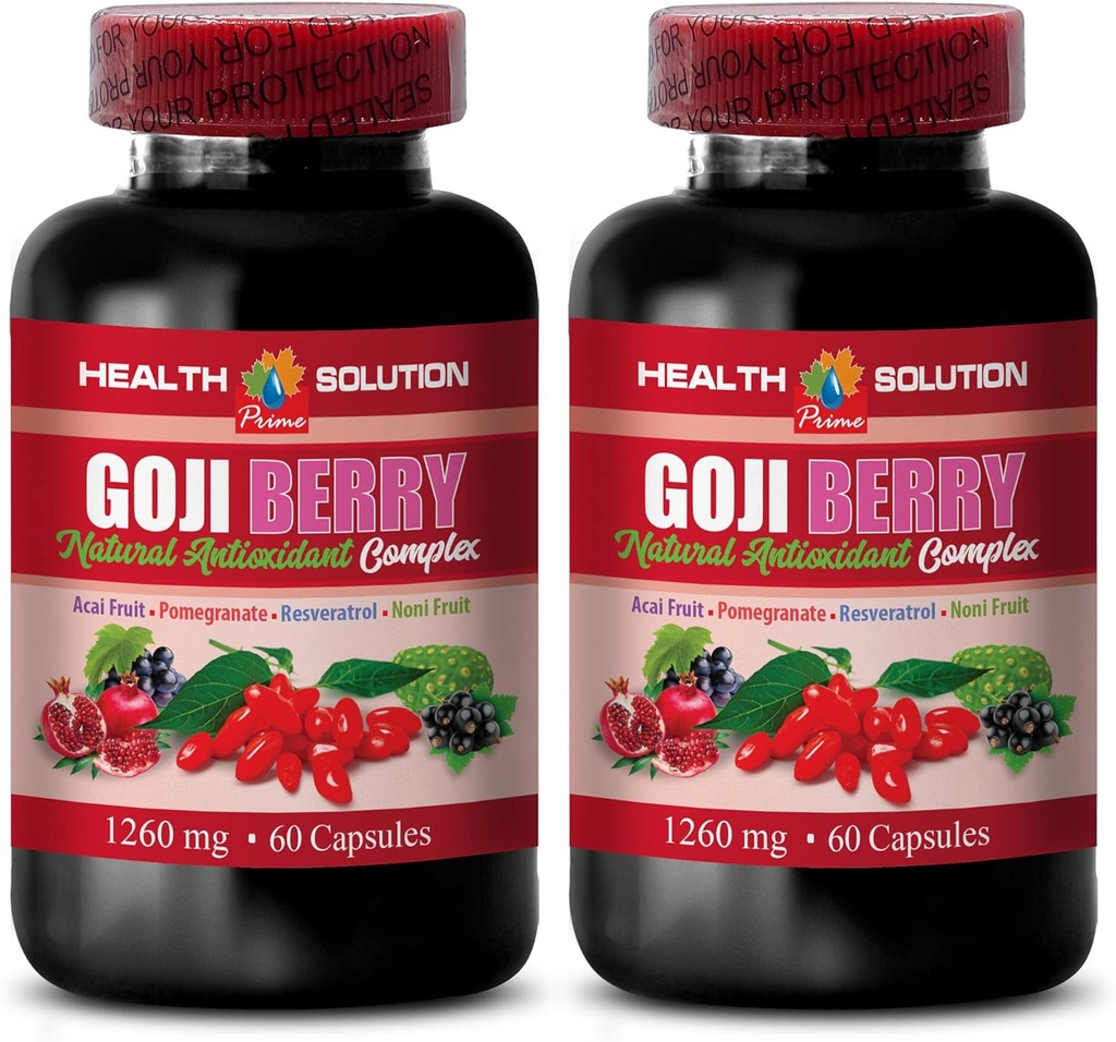 Gehirn und Gedächtnis Power Boost - Goji Berry - Natürliche ANTIOXIDANT-Komplex, Immununterstützung, Noni Ergänzung Pillen, Mangosteen Extrakt, Acai Berry, Superfruit-Komplex, Energie Booster, 2 Flaschen 120 Caps