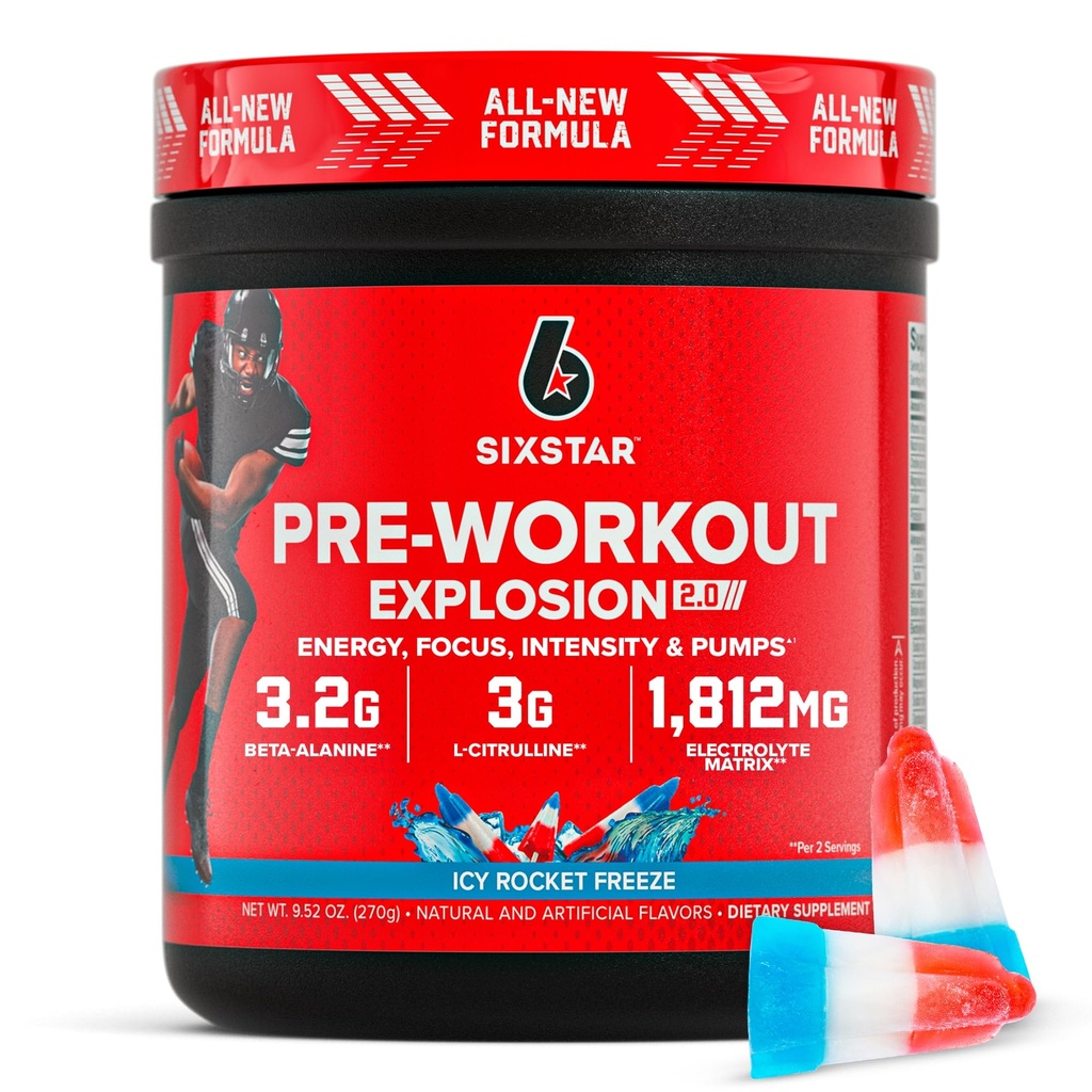 Six Star Pre-Workout Powder for Men & Women, ICY Rocket Freeze (30 Servings) - Preworkout Explosion 2.0 Energy Powder Drink Mix with Beta-Alanine & Caffeine - Sports Nutrition Supplement Products