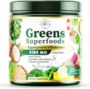 Greens Powder Superfood - Premium Organic Super Greens Juice Powder - Verpackt mit Probiotika, Weizengras, Enzyme, Spirulina, Chlorella für Verdauungs- und Gutgesundheit, Smoothie Drink Mix - 28 Portionen